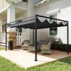Outsunny 4 x 3(m) Metal Outdoor Pergola with Retractable Roof, Outdoor Gazebo Canopy Shelter with Drainage Holes for Garden, Patio, Lawn, Black