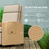 Outsunny Rattan Garden Recliner Chair, Adjustable Backrest Reclining Rattan Chair with Flip Table, Cushion and Footrest, Indoor Outdoor Lounge Reclining Sun Lounger for Patio, Khaki/Beige