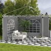 Outsunny Gazebo Side Panels with Windows and Doors, for 3x3(m) or 3x6m Pop Up Gazebo, 2 Pack Sides Replacement, Light Grey