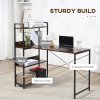HOMCOM Office Desk with Storage Shelves, 120 CM Computer Desk, Industrial Study Table with Metal Frame for Home Office Small Space, Rustic Brown