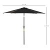 Outsunny 2.6M Garden Parasol Umbrella with Tilt and Crank, Outdoor Sun Parasol Sunshade Shelter with Aluminium Frame, Black