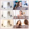 HOMCOM Vanity Mirror with Lights, Large Lighted Makeup Mirror with 3 Colour Lighting Modes, 10X Magnifying, USB Charging Port, Touch Screen, Tabletop or Wall Mounted Design for Bedroom, White