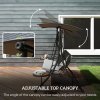 Outsunny 3 Seater Garden Swing Seat Swing Chair with Adjustable Canopy, Removable Cushion and Coffee Tables for Outdoor Patio Garden Dark Grey