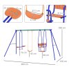 Outsunny Kid Swing Set, 3 in 1 Garden Metal Set for Outdoor with Single Swing, Glider, Rocking Chair Swing, for Toddlers 3+Years, Orange