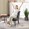 HOMCOM Tub Chair, Armless Single Sofa, Modern Button Tufted Armchair, Upholstered Linen Fabric Longue Accent Chair for Living Room, Bedroom, Charcoal Grey