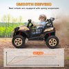 AIYAPLAY Kids Electric Ride on Car 2-Seater, 24V Truck UTV with Remote Control, Suspension System, LED Lights, Horn, Music, for 3-8 Years, khaki