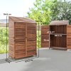 Outsunny Lean-to Small Shed, Tall Wooden Garden Shed with Slatted Bottom, Magnetic Doors, Double Shelves, Outdoor Tool Log Store, 103.5 x 59 x 174.5 cm, Mixed-Brown