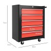 HOMCOM Steel 5-Drawer Tool Storage Cabinet Lockable with Wheels Handle 2 Keys Garage Equipment Trolley Home Work DIY Workshop Chest Red