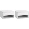 HOMCOM Floating Bedside Table Set of 2 Wall Mounted Nightstand with Storage Drawer and Open Shelf for Bedroom, High Gloss White