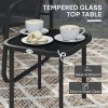 Outsunny Garden Bistro Set, 3 Piece Metal Garden Furniture Set with Mesh Chairs and Square Glass Top Table, Small Balcony Furniture for Outdoor, Patio, Conservatory, Black