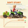 AIYAPLAY Ride on Tractor with Trailer, 12V Electric Vehicle with Remote Control, Ride on Car for Kids with Music, Shifter, Start-Up Sound for Ages 3-8 Years, Green