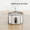 PawHut Cat Water Fountain for Drinking, 2.5L Cat Fountain Stainless Steel Automatic with Ultra-Silent Pump, Water-Level Window, Filters