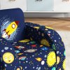AIYAPLAY Kids Armchair, 2 in 1 Foldable Toddler Chair, Soft Snuggle Sponge Filled Recliner, for Bedroom Playroom Living Room, for Boys & Girls 18 Months to 3 Years - Dark Blue