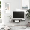 HOMCOM Floating TV Unit, Wall Mounted TV Stand with Open Shelf and 2 Cable Holes, Entertainment Unit for Living Room