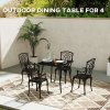 Outsunny Garden Dining Table for 4 Person, Square Outdoor Table with Easy Clean Slat Top, Rust Resistant Steel Frame, for Terrace, Balcony, 80 x 80 x 74 cm, Black