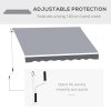 Outsunny 2.5m x 2m Retractable Awning, DIY Garden Awning Canopy, Anti-UV Sun Shade Shelter with Aluminium Frame and Crank Handle, Grey