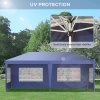 Outsunny 3 x 6m Garden Pop Up Gazebo, Height Adjustable Marquee Party Tent with Sidewalls, Storage Bag, Blue