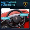 HOMCOM Lamborghini Aventador Licensed Kids' Electric Ride-on with Remote Control, 12V Powered Electric Car for Kids with Butterfly Doors, Auxiliary wheels, Music, Horn, Suspension - Red