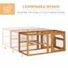 PawHut Wooden Chicken Run Hen Coop House Combinable Design w/ Perches, Doors, for 2-4 Chickens, 140 x 61 x 63.5cm - Natural Wood Tone