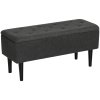 HOMCOM 47L Storage Ottoman, End of Bed Bench with Wooden Legs, Fabric Footstool for Living Room, Bedroom, 95 x 38 x 45cm
