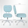 Vinsetto Cute Armless Office Chair, Small PU Leather Computer Desk Chair with Adjustable Height, Swivel Wheels, Mid Back, Light Blue