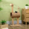 PawHut Cat Tree for Indoor Cats Cute Giraffe Kitten Play Tower w/ Scratching Posts, Tunnel, Toy Ball, 48.5 x 34.5 x 101cm - Beige