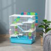 PawHut 5 Tier Hamster Cage, Gerbil Cage with Tube, Water Bottle, Exercise Wheel, Food Dish, 59L x 36W x 69H cm - Light Blue