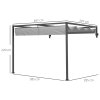 Outsunny 3 x 4m Lean To Pergola with Retractable Roof, Wall Mounted Garden Gazebo Outdoor Sun Shade Shelter for Patio, Deck