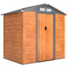 Outsunny 6.5 x 5ft Garden Shed, Metal Storage Tool House Gardening Tool Storage with Shutter Vents, Brown and Grey