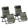 Outsunny Zero Gravity Chairs Set of 2, Folding Reclining Garden Chair, Outdoor Sun Lounger with Cushion, Garden Recliner Chairs with Headrest and Cup Phone Holder Tray for Beach, Grey