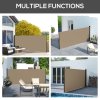 Outsunny Retractable Side Awning, Garden Privacy Screen Divider, Full Cassette Wind Breaker for Hot Tub, Balcony, Terrace, Pool, 400 x 160cm, Khaki