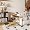 PawHut Dog Steps Dog Ramp, 4-Step Adjustable Height Pet Stairs for Large Sized Dogs, Foldable Dog Stairs for Bed Sofa, with Non-slip Surface