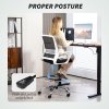 HOMCOM Drafting Chair, Swivel Draughtsman Chair, Ergonomic Office Chair, Mesh Standing Desk Chair with Lumbar Support, Adjustable Foot Ring, Adjustable Height, Black