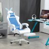 Vinsetto Reclining Racing Gaming Chair with Headrest and Lumber Support, PU Leather Computer Chair with Removable Rabbit Ears, Footrest, Blue