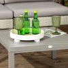 Outsunny 6 Pieces PE Rattan Garden Furniture Set with Sofa, Armchairs, Stool, Patio Sofa Set with Metal Coffee Table, Cushions, for Poolside, Light Grey