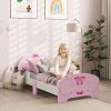 AIYAPLAY Toddler Bed Frame, Kids Bed with Safety Rails, Ballet Theme Kids Bedroom Furniture, for 3-6 Years, Pink
