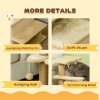 PawHut Dog Steps for Bed, 4 Step Pet Stairs with Cat House, Detachable Cover, Jute Scratching Post, Cat Climb ladder for Sofa w/ Hanging Balls - Beige