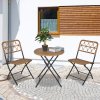 Outsunny 3 Pieces Rattan Bistro Set, Wicker Folding Garden Furniture Set with Coffee Table and Chairs for Outdoor, Patio, Balcony, Natural