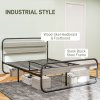 HOMCOM 5ft King Size Bed Frame, Industrial Style Metal Platform Bed Frame with Under Bed Storage, No Box Spring Needed, Easy Assembly, Grey