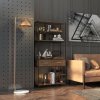 HOMCOM 5 Tier Bookcase, Industrial Book Shelf with 2 Drawers and Metal Frame, Bookshelf for Home Office, Study, Living Room, Brown