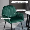 HOMCOM Modern Accent Chair, Velvet-Feel Fabric Upholstered Armchair with Metal Base for Living Room, Green