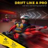 HOMCOM 24V Electric Go Kart for Kids, Ride On Racing Kart with Adjustable Seat, Battery Powered Drifting Ride On Car with Music, Light, Slow Start, Button Start, Horn, for 6-12 Years, Red