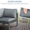 Outsunny 6-Piece Aluminium Garden Furniture Set with Fire Pit Table, Outdoor Dining Sofa Set with Cushions, Loveseats and Footstools, Sectional Corner Conservatory Furniture for Patio, Grey