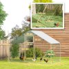 PawHut Walk-in Chicken Run, Galvanised Chicken Coop with Water-Resistant and UV-Resistant Cover, Feeding Door, Hanging Feeder, Perch, Hen Poultry House, for 6-8 Chickens, Ducks, Rabbits, Geese