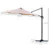 Outsunny 3(m) Cantilever Roma Parasol Garden Sun Umbrella Outdoor Patio with 360 Rotation Crank & Tilt Aluminium Frame LED Solar Light Cross Base, Brown