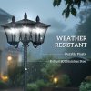 Outsunny 1.8m Traditional Victorian Style 3 Way Head Outdoor Garden Solar Post Lamp Sensor Dimmable LED Lantern Bollard Pathway IP44 - Black