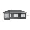Outsunny 3 x 6m Garden Pop Up Gazebo, Height Adjustable Marquee Party Tent with Sidewalls, Storage Bag, Grey