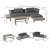 Outsunny 3 Pieces Garden Furniture Set, L Shaped 4 Seater Corner Sofa Set with Table and Cushions, HDPE, Outdoor Patio Sofa Set for Patio, Grey
