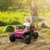 AIYAPLAY Kids Ride on Car, 12V Battery Powered Electric Truck with Remote Control, 4 Suspension Wheels, Horn, Lights, Music, USB, for Ages 3-5 Years, Pink