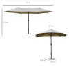 Outsunny 4.6m Garden Parasol Double-Sided Sun Umbrella Patio Market Shelter Canopy Shade Outdoor with Cross Base - Khaki